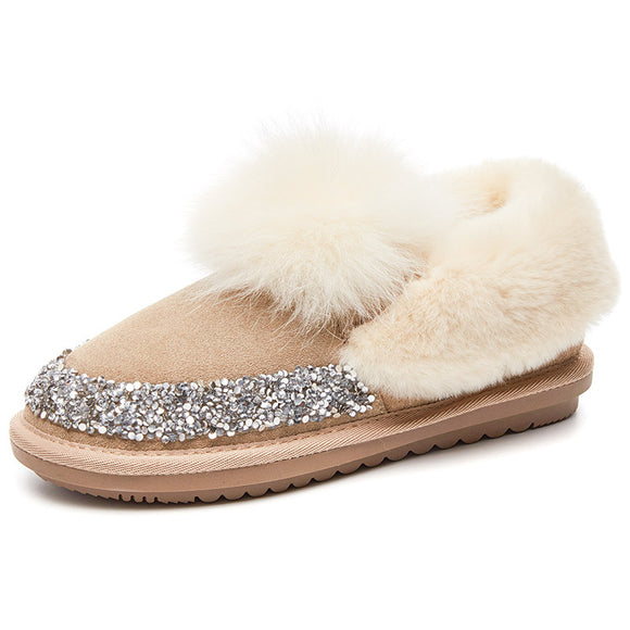 Botas Cortas de Piel de Zorro para Nieve - Diseño Elegante Mujer