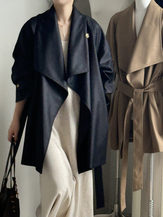 Chaqueta Cortavientos Suelta con Solapa Ancha para Mujer - Colección Otoño - Image 25