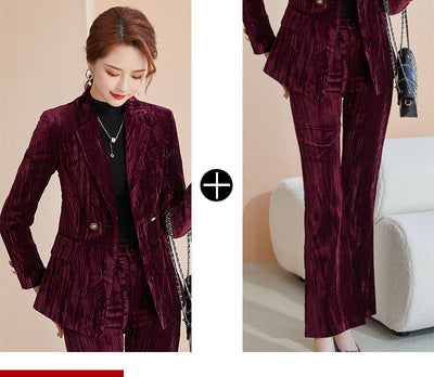 Pantalones de Traje Terciopelo Dorado para Negocios - Image 8