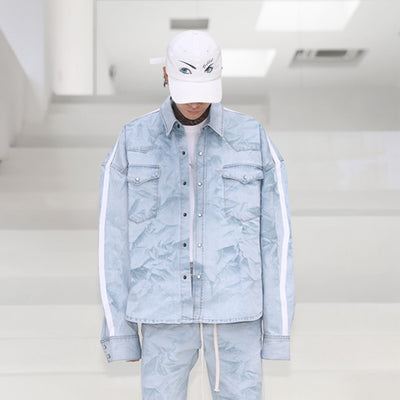 Chaqueta Denim Oversized Hip Hop Unisex - Mangas Anchas Estilo Urbano