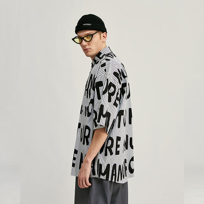 Camisa de Hombre a Rayas Estampada