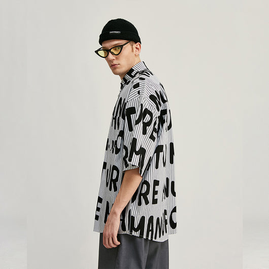 Camisa de Hombre a Rayas Estampada