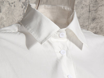 Camisa Blanca de Manga Larga con Cinturón para Mujer - Image 7