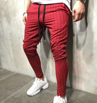 Pantalones de jogging para hombre con rayas y cordón ajustable - Image 4