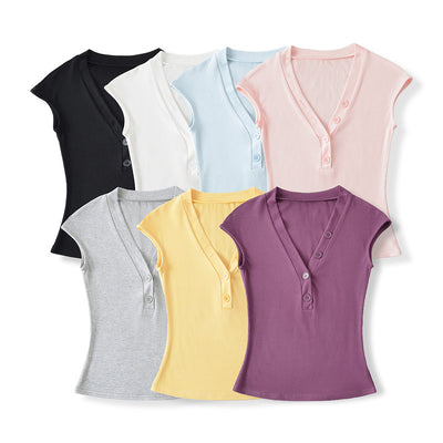 Playera Cuello V Ajustada de Manga Corta - Diseño Moderno y Favorecedor - Image 5