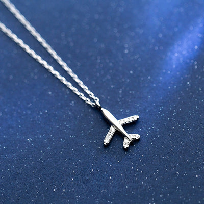 Collar de Plata S925 con Diamantes y Dije de Avión - Image 4