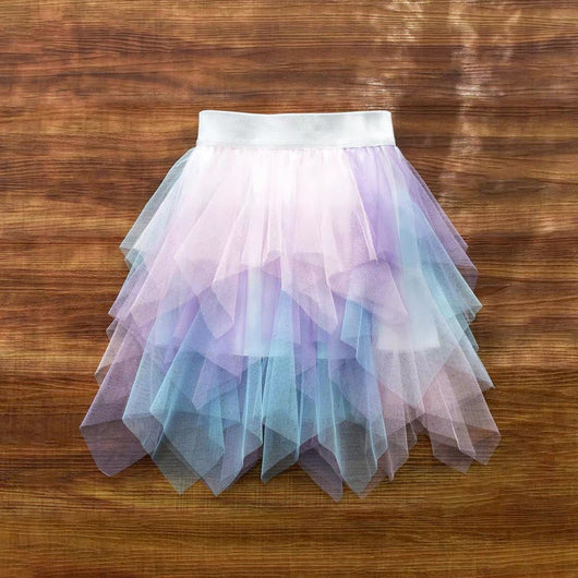 Falda Tul Arcoíris Irregular para Niña con Efecto Volumen - Image 6