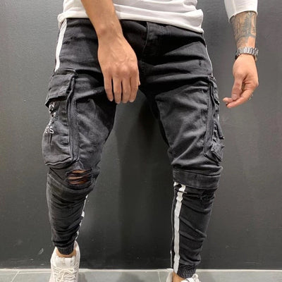 Pantalones Casuales Hombre con Corte Rodilla y Cierre Frontal