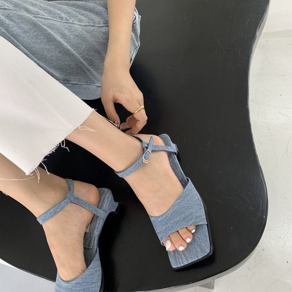 Sandalias de Tacón Alto con Hebilla para Verano