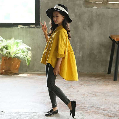 Blusas Holgadas Estilo Coreano para Niñas - Camisetas Modernas con Diseño Asimétrico - Image 10