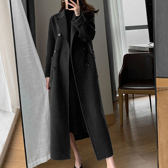 Abrigo de Lana Estilo Western Talla Grande Largo Bajo la Rodilla
