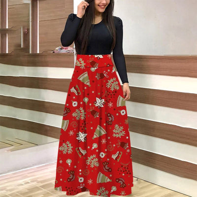 Conjunto de Falda Larga con Estampado Navideño Europeo y Americano - Image 18