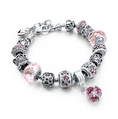 Pulseras de Cristal con Cadena Serpiente y Dijes para Mujer