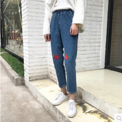 Pantalones Harem Sueltos Bordados