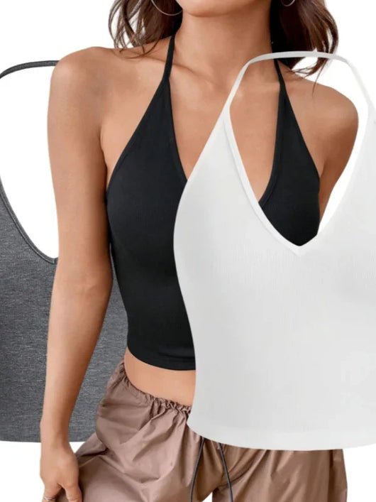 Set de 3 Tops Cortos Halter Backless para Verano