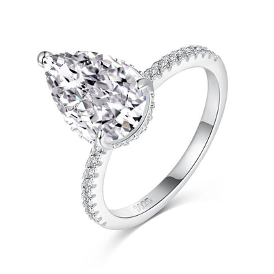 Anillo de Circón Gota de Hielo Plateado para Mujer - Image 4