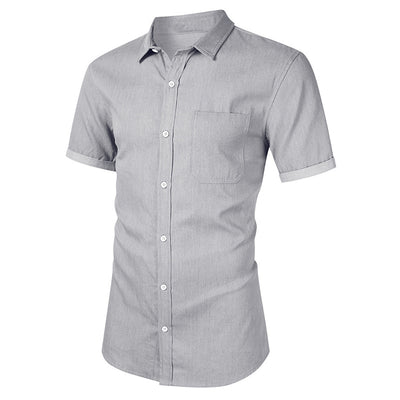 Camisa Denim Casual de Manga Corta sin Planchado para Hombre - Image 30