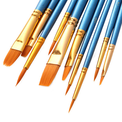 Set de 10 Brochas Perladas Azul Nylon para Óleo y Gouache - Image 8