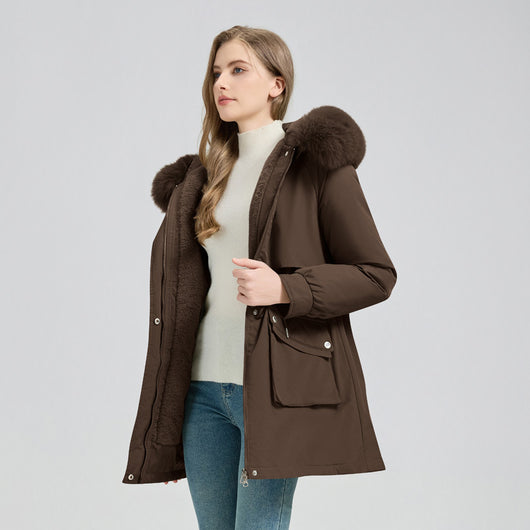 Abrigo Parka Largo Acolchado con Capucha Forrada en Piel para Invierno - Image 13