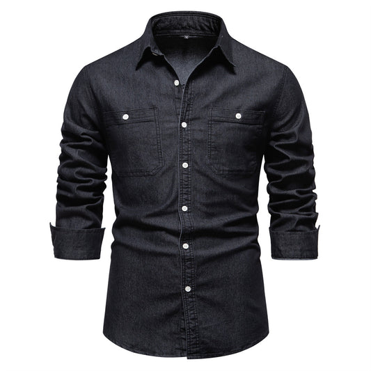 Camisa Denim Casual de Manga Larga para Hombre