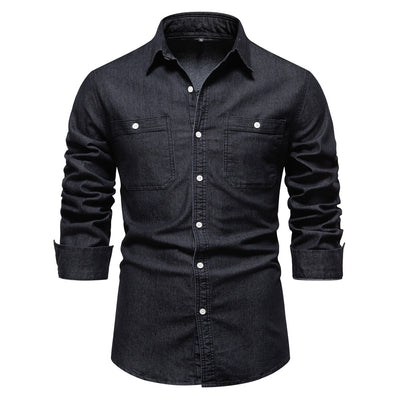 Camisa Denim Casual de Manga Larga para Hombre