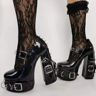 Zapatos Plataforma Punk para Mujer - Tacón Alto Grueso Talla Grande - Image 7
