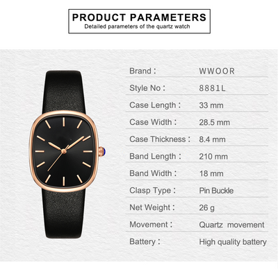 Reloj de Pulsera Cuadrado Elegante para Mujer con Movimiento de Cuarzo - Image 12