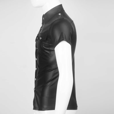Camisa ajustada de charol con manga corta - Image 2