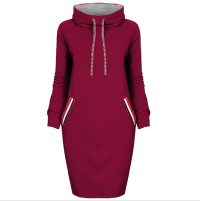 Vestido Largo de Invierno Cuello Alto - Elegancia Casual para Todas las Tallas - Image 9