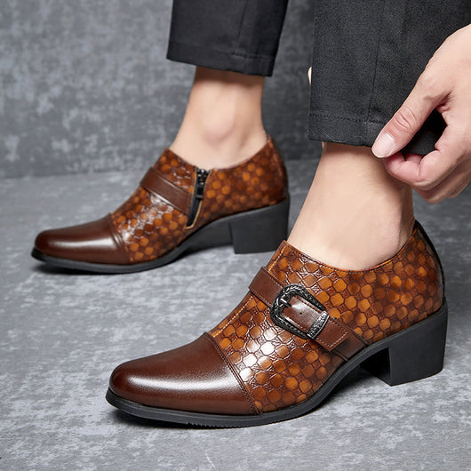 Zapatos Casuales de Cuero Cubano con Diseño Piel de Serpiente para Hombre - Image 3