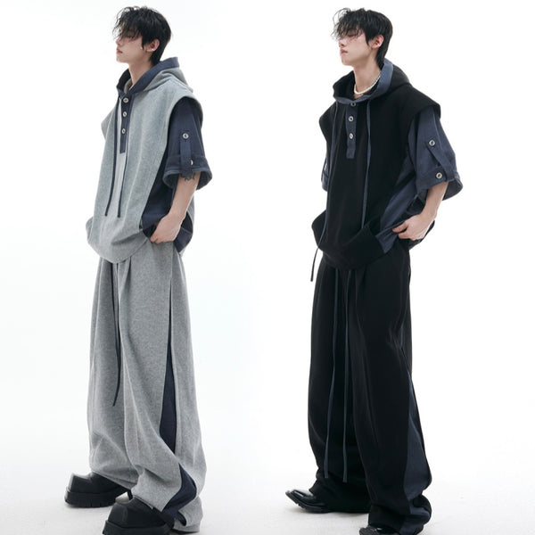 Conjunto Deportivo Casual con Capucha y Costuras en Relieve