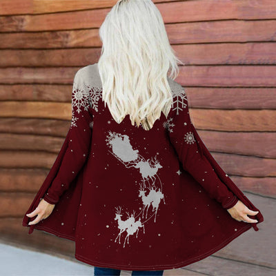 Chaqueta Larga sin Cuello con Estampado Digital para Mujer - Image 3