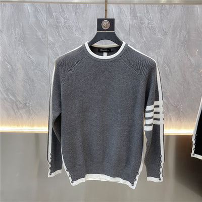 Suéter de Cuello Redondo a Rayas - Pullover Versátil para Hombre Joven - Image 33