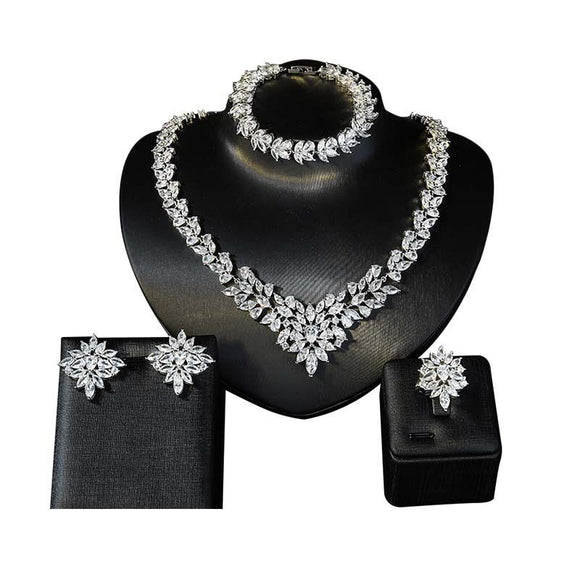 Conjunto de 4 Collares y Pulseras de Cobre con Circonitas Micropavé