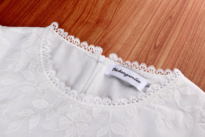Vestido Blanco de Playa con Mangas Abullonadas - Perfecto para Vacaciones - Image 21