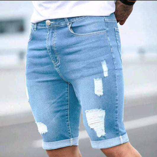 Shorts Denim Azul Verano con Diseño Multi-Perforado - Image 10