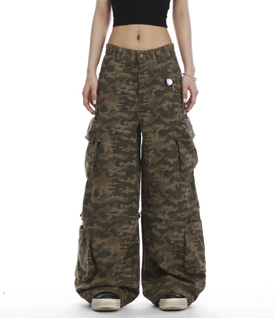Pantalones Cargo Camuflaje Mujer Pierna Ancha Verano Convertibles - Image 5