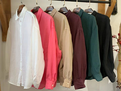 Blusa Holgada de Tencel y Lino Vintage para Mujer - Manga Larga Casual - Image 9