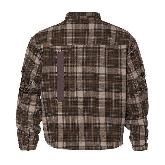 Camisa a Cuadros Manga Larga Hombre Punk Rotos y Parches - Image 2