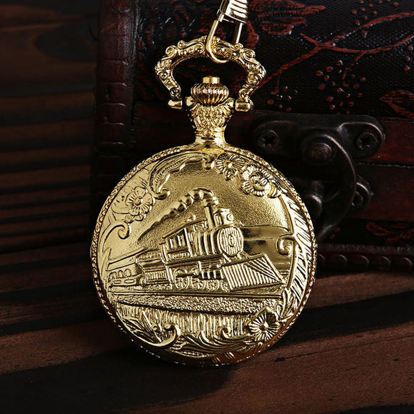 Reloj de Bolsillo Clásico Grande con Diseño Nostálgico de Locomotora Hueca