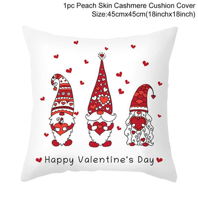 Funda de Almohada Día de San Valentín Letras Cartoon Roja - Tela Melocotón - Image 43
