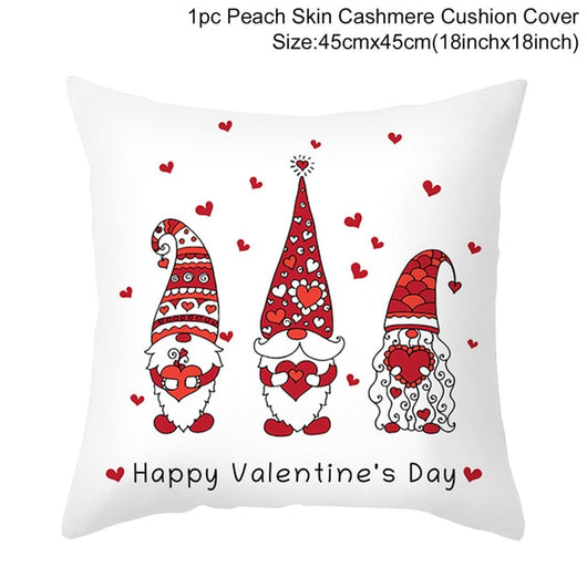 Funda de Almohada Día de San Valentín Letras Cartoon Roja - Tela Melocotón - Image 43