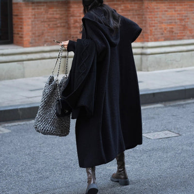 Cardigan Largo Tejido para Mujer con Capucha - Abrigo Tipo Trench - Image 21