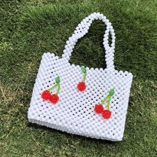 Bolsa Tejida con Patrones de Puzzle y Cuentas Decorativas - Image 26