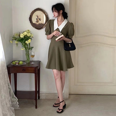Vestido Elegante Solapa Contraste Estilo Hepburn - Image 4