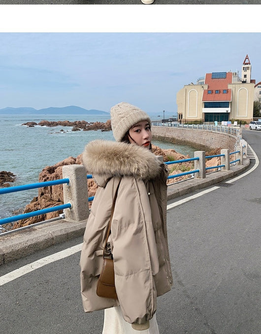 Chaqueta de Algodón para Mujer con Cuello de Pelaje y Capucha - Image 10