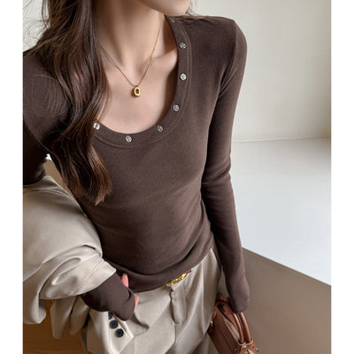Remera Manga Larga Cuello Redondo con Tachas para Mujer - Image 8