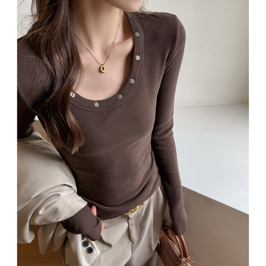 Remera Manga Larga Cuello Redondo con Tachas para Mujer - Image 8