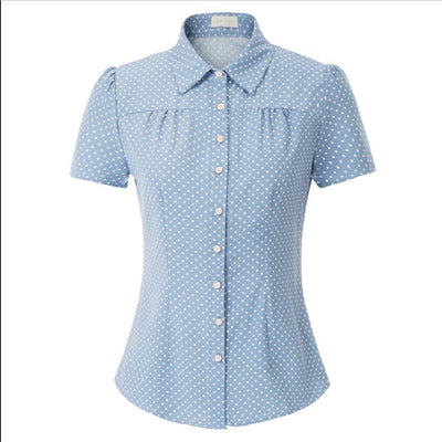 Camisa de Manga Corta con Lunares Estilo Moderno - Image 3
