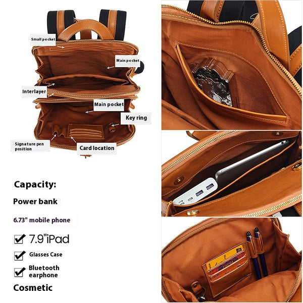 Mochila de Cuero Genuino Retro Laminado